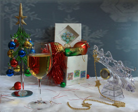Картинка праздничные угощения ёлочка вино