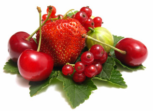 Картинка еда фрукты ягоды вишня смородина