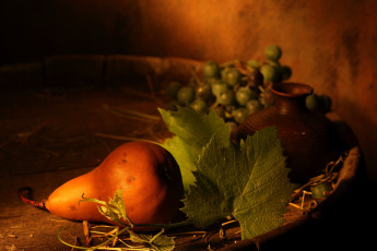 обоя еда, груши, виноградный, лист