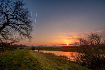 Картинка закат природа восходы закаты англия Чичестер река арун утро рассвет