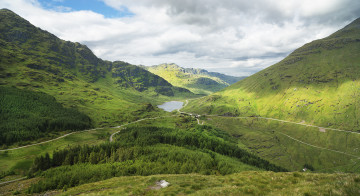 Картинка пейзаж природа горы шотландия лес дороги озеро