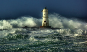 Картинка шторм природа маяки море маяк пейзаж
