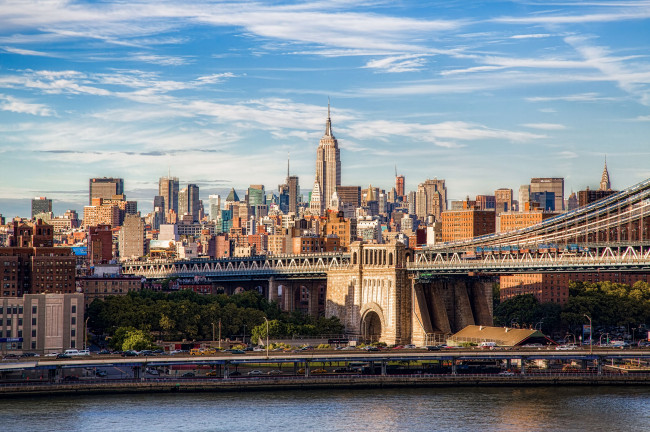 Обои картинки фото new, york, city, города, нью, йорк, сша, manhattan, манхэттен, brooklyn, bridge, бруклинский, мост