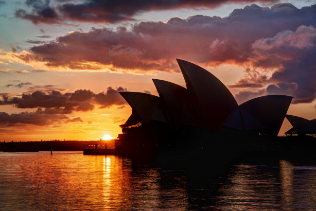 Обои картинки фото города, сидней, австралия, рассвет, закат, солнце