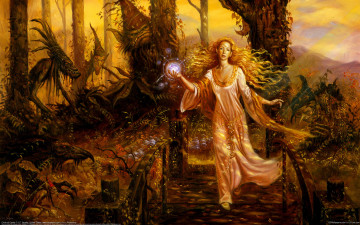 Картинка +targete фэнтези красавицы+и+чудовища мост монстры jp targete чудовища девушка лес магия