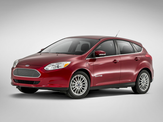 Обои картинки фото автомобили, ford, focus, 2014, electric, красный
