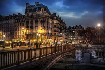 Картинка paris +caf& 233 +panis города париж+ франция огни мост ночь