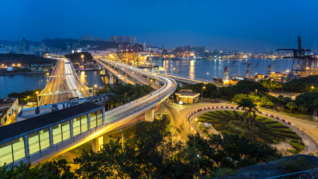 Обои картинки фото tsing yi,  hong kong, города, гонконг , китай, панорама