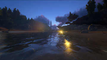 Картинка видео+игры ark +survival+evolved ночь озеро
