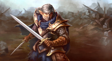 Картинка фэнтези эльфы мужчина фон взгляд униформа меч