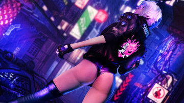обоя видео игры, cyberpunk 2077, девушка, фон, униформа