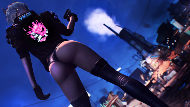Обои картинки фото видео игры, cyberpunk 2077, девушка, фон, униформа, пистолет