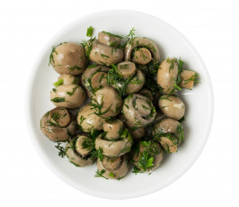 Картинка еда грибы +грибные+блюда маринованные шампиньоны укроп