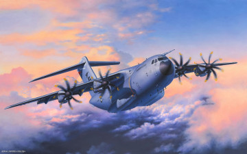 Картинка a400m авиация 3д рисованые graphic военный airbus самолёт транспортный