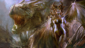 Картинка фэнтези демоны дракон демон пасть крылья