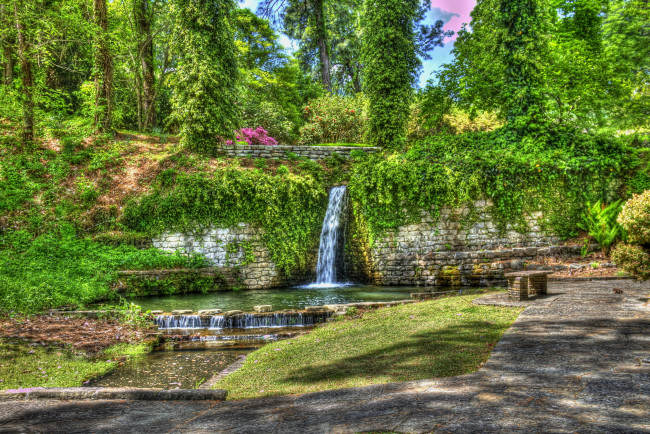 Обои картинки фото sandel louisiana, природа, парк, водопад, клумбы, louisiana, sandel