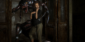 Картинка 3д+графика фантазия+ fantasy девушка существо фон взгляд