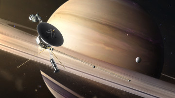 Картинка космос арт кольца спутник сатурн