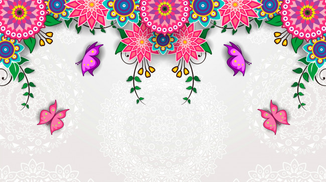 Обои картинки фото векторная графика, цветы , flowers, цветы, узор, яркий, цвет