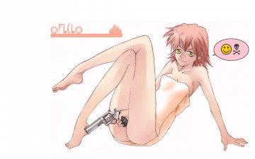 Картинка аниме flcl девушка полотенце пистолет