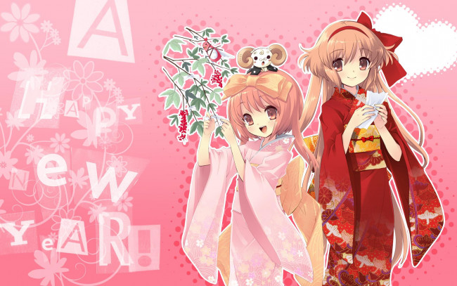 Обои картинки фото аниме, nanatsuiro drops, кимоно, дерево, девочки