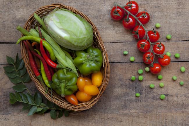 Обои картинки фото еда, овощи, снедь, томаты, помидоры, капуста, перец