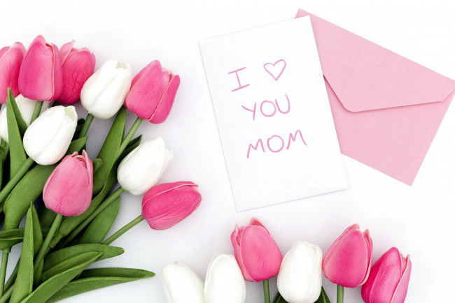 Обои картинки фото праздничные, день матери, тюльпаны, надпись, признание