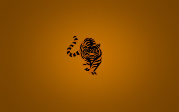 обоя рисованные, минимализм, тигр, оранжевый, полосатый