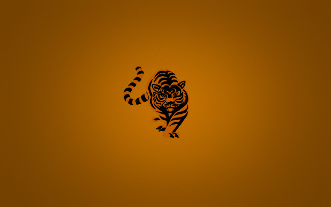 Обои картинки фото рисованные, минимализм, тигр, оранжевый, полосатый