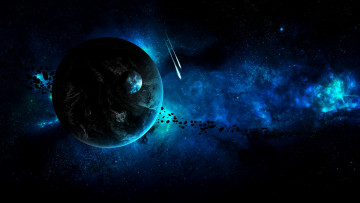 Картинка космос арт планеты астероиды звёзды