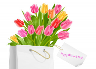 обоя праздничные, международный женский день - 8 марта, тюльпаны