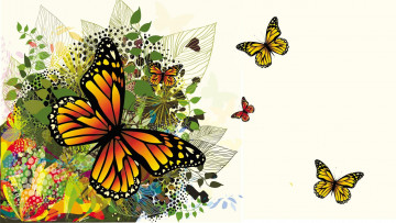 Картинка векторная+графика животные+ animals бабочки фон