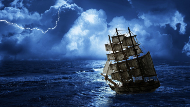Обои картинки фото корабли, парусники, облака, парусник, море