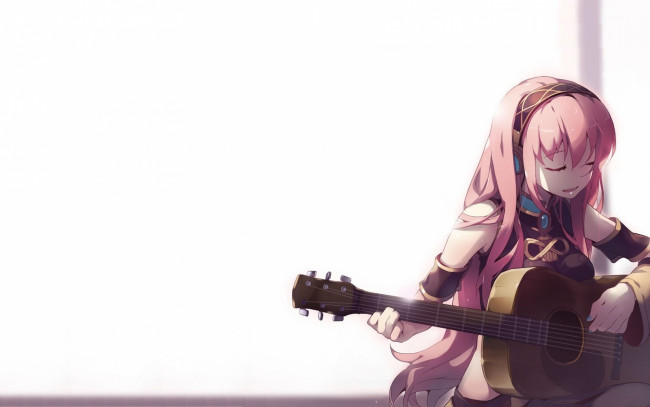 Обои картинки фото аниме, vocaloid, девушка, гитара