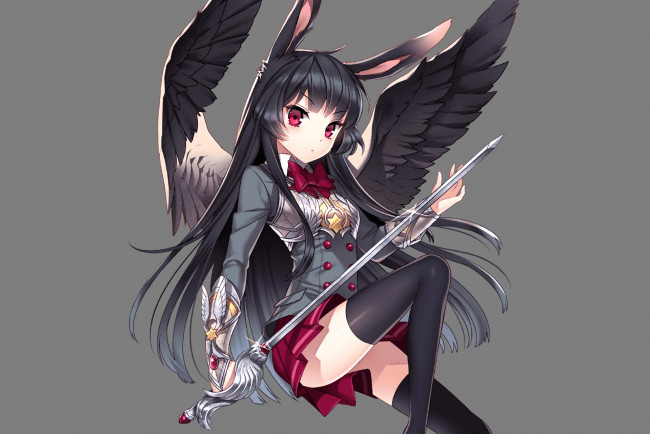 Обои картинки фото аниме, kaku-san-sei million arthur, kaku-san-sei, million, arthur, оружие, меч, ангел, девушка