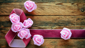 обоя праздничные, международный женский день - 8 марта, розы, лента