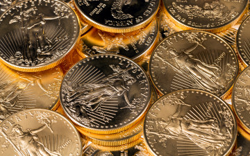 Картинка разное золото +купюры +монеты центы