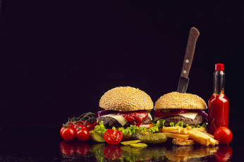 Картинка еда бутерброды +гамбургеры +канапе помидоры гамбургеры кетчуп
