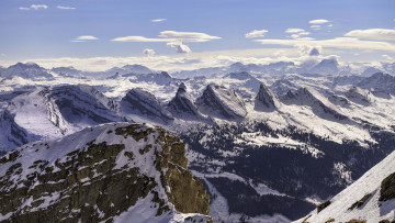 Картинка природа горы горные вершины снег солнце день