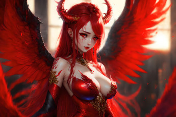 Картинка аниме ангелы +демоны демонесса