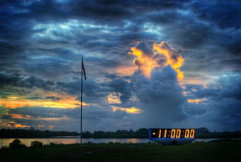 Картинка countdown clock разное Часы часовые механизмы часы обратный отсчёт река облака флаг