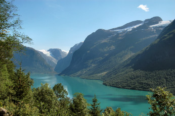Картинка норвегия loen природа реки озера горы каньон река кусты