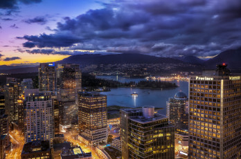 Картинка vancouver canada города ванкувер канада здания ночной город панорама