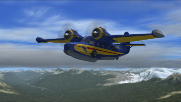 Картинка grumman goose fsx авиация 3д рисованые graphic лодка летающая амфибия самолет
