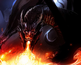 Картинка фэнтези драконы огонь ярость гнев дракон