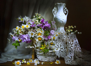 Картинка цветы луговые+ полевые +цветы ваза ромашки
