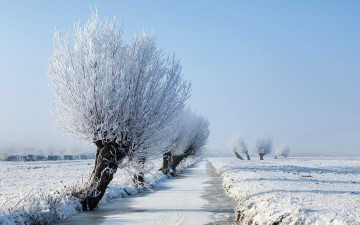 Картинка природа зима река поле