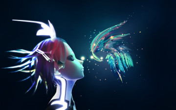 Картинка фэнтези роботы +киборги +механизмы бантик вокалоид бабочка девушка vocaloid phosphorescent rin