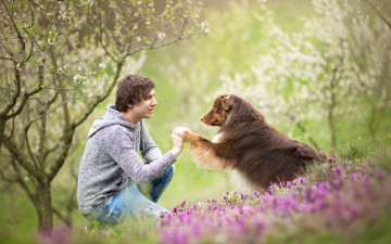 Картинка мужчины -+unsort парень лето дружба собака человек