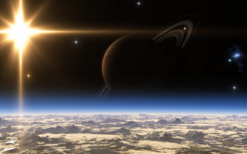 Картинка космос арт вселенная планеты звезды кольцо свет